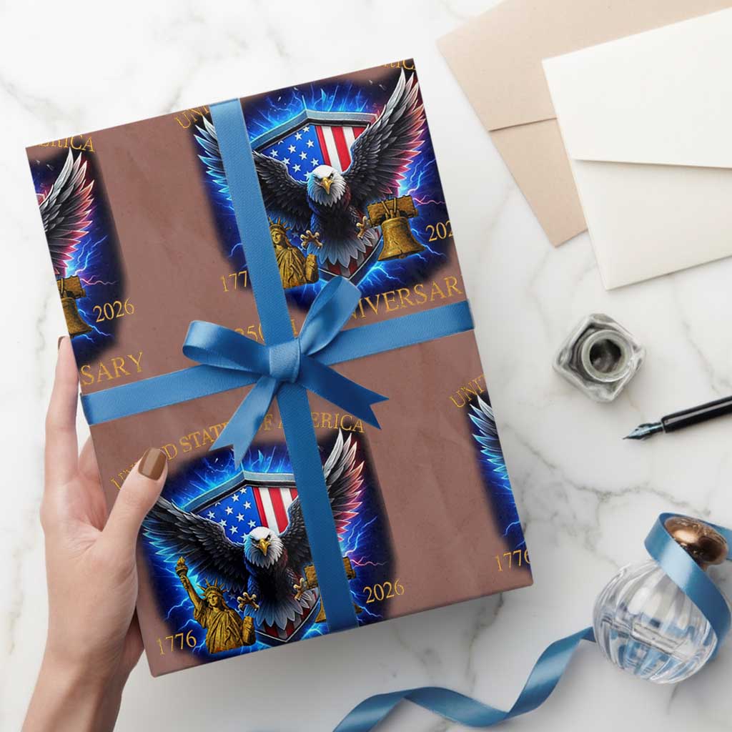 250 Years America Flag Wrapping Paper Roll Eagle 250th Anniversary USA Patriotic 1776 2026 TS10 Mocha Print Your Wear