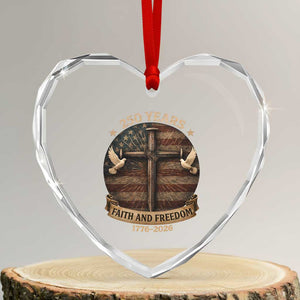250 Years America Heart Crystal Glass Ornament 250th Birthday 4th Of July Independence Day Faith Freedom TS10 Transparent Glass 3'' Heart Print Your Wear