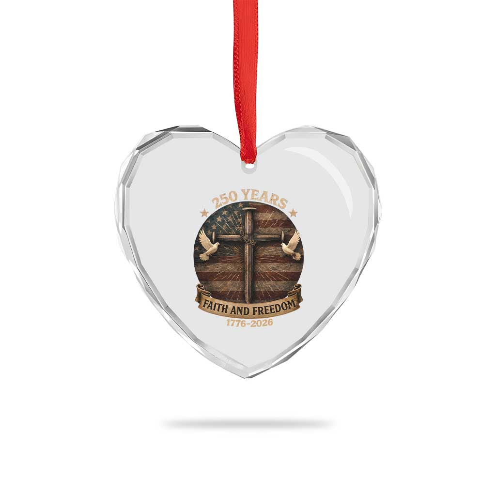 250 Years America Heart Crystal Glass Ornament 250th Birthday 4th Of July Independence Day Faith Freedom TS10 Print Your Wear