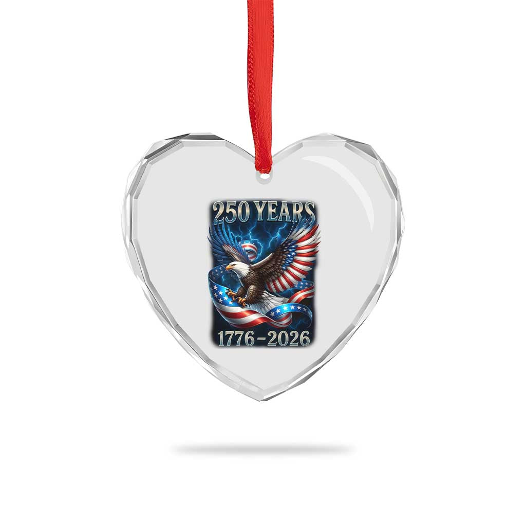 250 Years America Heart Crystal Glass Ornament Eagle and Flag 250th Anniversary USA Patriotic 1776 2026 TS10 Print Your Wear