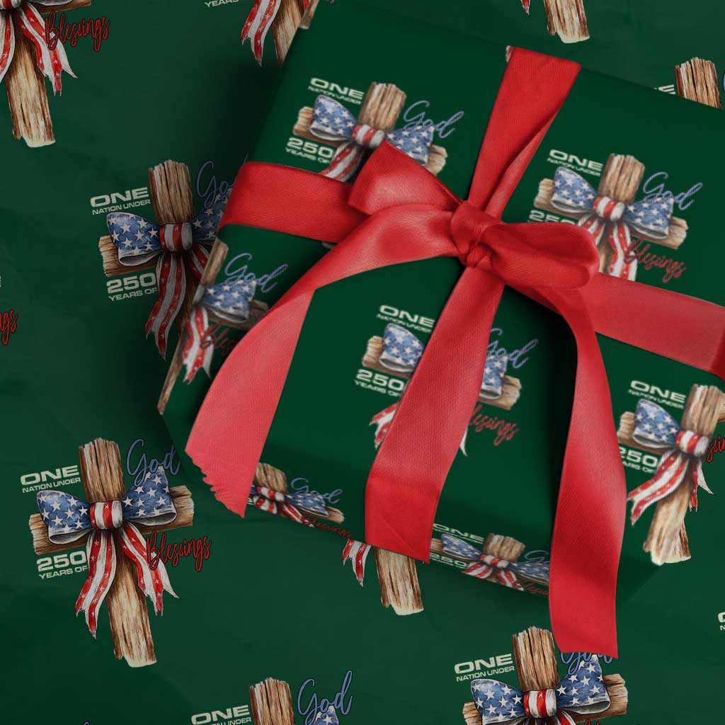 250 Years America Wrapping Paper Roll Coquette Bow Cross American 4th Of July 250th Anniversary TS10 Green Print Your Wear