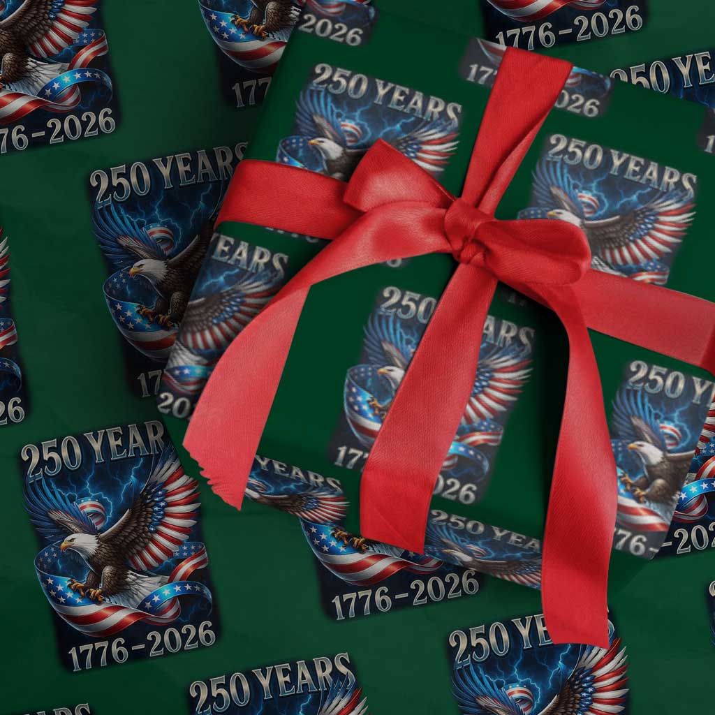 250 Years America Wrapping Paper Roll Eagle and Flag 250th Anniversary USA Patriotic 1776 2026 TS10 Green Print Your Wear