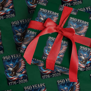 250 Years America Wrapping Paper Roll Eagle and Flag 250th Anniversary USA Patriotic 1776 2026 TS10 Green Print Your Wear