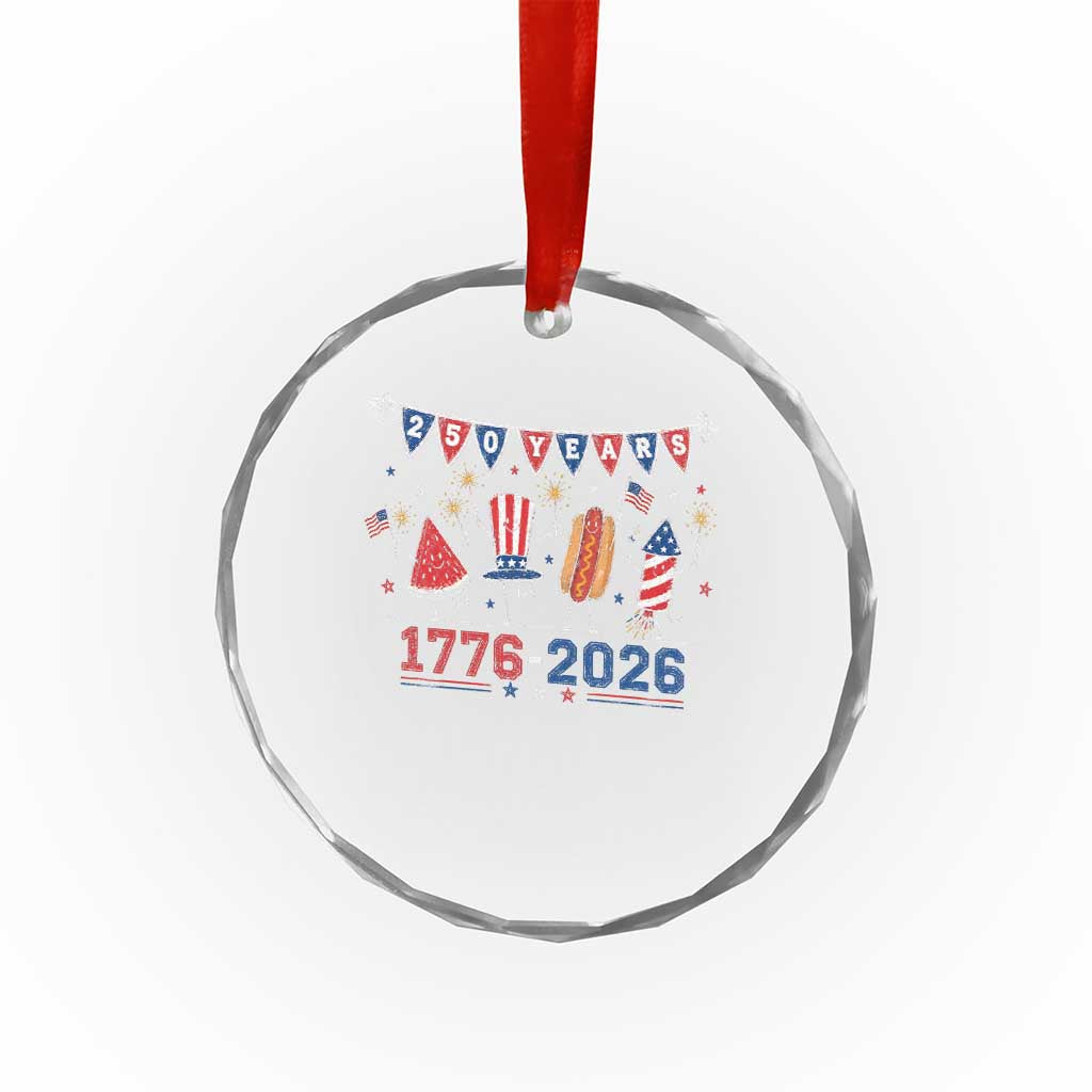 250 Years American 1776 2026 Crystal Glass Ornament Patriotic Watermelon Hotdog Firework 250th 4th July Independence Day TS10 Print Your Wear