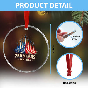 250 Years American 1776 2026 Crystal Glass Ornament USA 250th Anniversary 4th of July US Flag Jets TS11 Print Your Wear