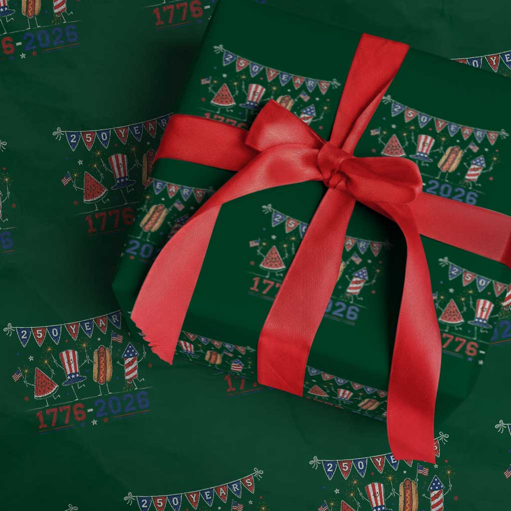 250 Years American 1776 2026 Wrapping Paper Roll Patriotic Watermelon Hotdog Firework 250th 4th July Independence Day TS10 Green Print Your Wear
