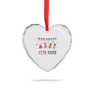 250 Years American 1776 2026 Heart Crystal Glass Ornament Patriotic Watermelon Hotdog Firework 250th 4th July Independence Day