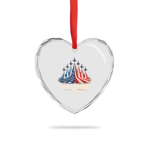 250 Years American 1776 2026 Heart Crystal Glass Ornament USA 250th Anniversary 4th of July US Flag Jets TS11 Print Your Wear