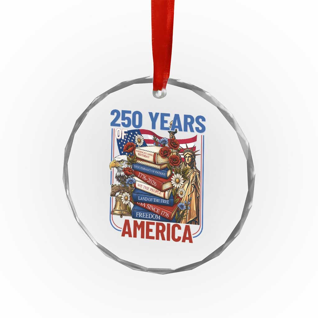 250 Years American Anniversary Crystal Glass Ornament Patriotic Book Reader 4th of July TS14 Print Your Wear