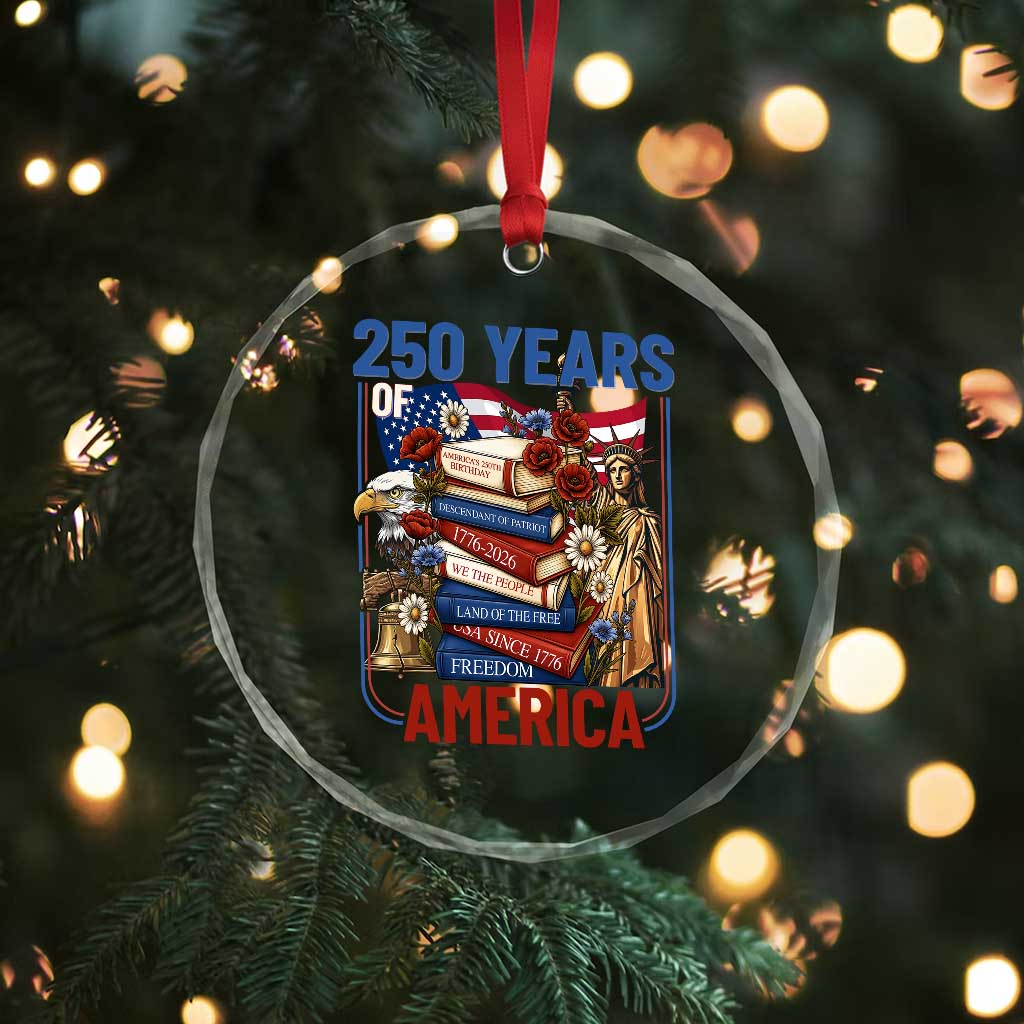 250 Years American Anniversary Crystal Glass Ornament Patriotic Book Reader 4th of July TS14 Print Your Wear