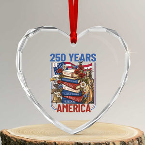 250 Years American Anniversary Heart Crystal Glass Ornament Patriotic Book Reader 4th of July TS14 Transparent Glass 3'' Heart Print Your Wear