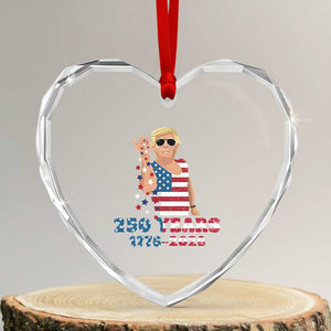 250 Years American Anniversary Heart Crystal Glass Ornament Patriotic Trump 4th of July TS14 Transparent Glass 3'' Heart Print Your Wear