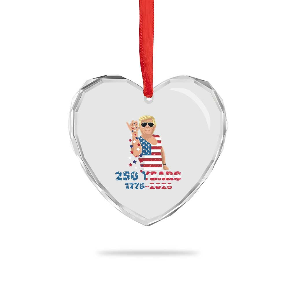 250 Years American Anniversary Heart Crystal Glass Ornament Patriotic Trump 4th of July TS14 Print Your Wear