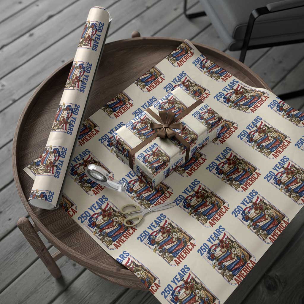 250 Years American Anniversary Wrapping Paper Roll Patriotic Book Reader 4th of July TS14 Beige Print Your Wear