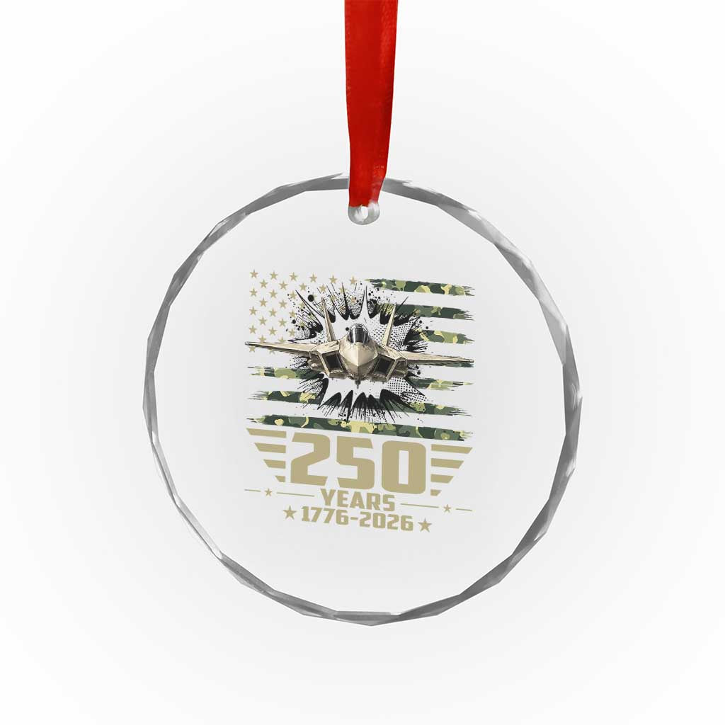 250 Years Anniversary Crystal Glass Ornament Patriotic Jet Fighter US Flag Camo TS14 Print Your Wear