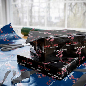 250 Years Anniversary Wrapping Paper Roll Flamingo 4Th Of July Patriotic USA Independence Flamerica