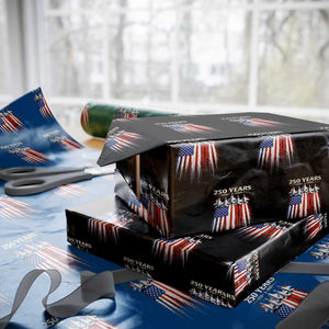 250 Years Anniversary Wrapping Paper Roll Usa American Flag 1776 2026 Patriotic Independence Day 4th July TS10 Black Print Your Wear