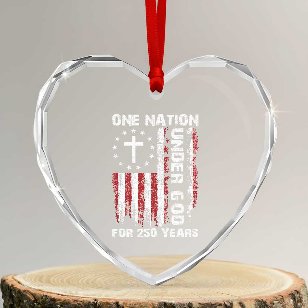250 Years Anniversary Heart Crystal Glass Ornament 250th Independence Day Freedom One Nation Under God US Flag TS10 Transparent Glass 3'' Heart Print Your Wear