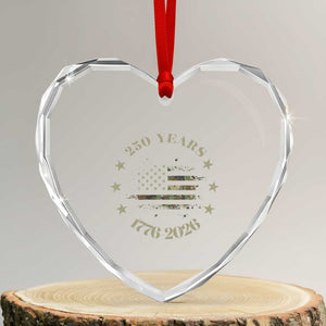 250 Years Anniversary Heart Crystal Glass Ornament Camo American Flag Independence Day