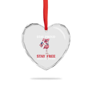 250 Years Anniversary Heart Crystal Glass Ornament Flamingo 4Th Of July Patriotic USA Independence Flamerica