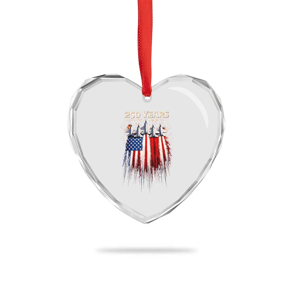 250 Years Anniversary Heart Crystal Glass Ornament Usa American Flag 1776 2026 Patriotic Independence Day 4th July TS10 Print Your Wear