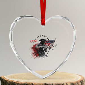 250 Years Anniversary Yankee Spirit Heart Crystal Glass Ornament 1776 2026 Patriotic Tactical Minuteman Independence Day 4th July US Flag TS10 Transparent Glass 3'' Heart Print Your Wear