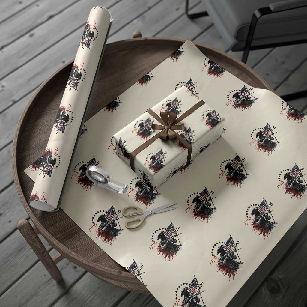 250 Years Anniversary Yankee Spirit Wrapping Paper Roll 1776 2026 Patriotic Tactical Minuteman Independence Day 4th July US Flag TS10 Beige Print Your Wear