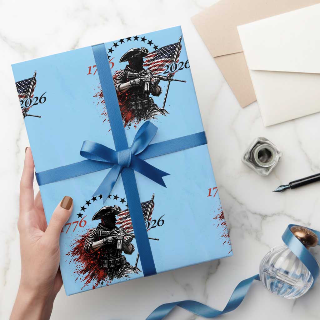 250 Years Anniversary Yankee Spirit Wrapping Paper Roll 1776 2026 Patriotic Tactical Minuteman Independence Day 4th July US Flag TS10 Light Blue Print Your Wear