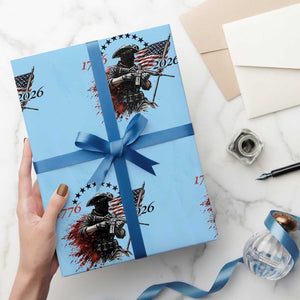 250 Years Anniversary Yankee Spirit Wrapping Paper Roll 1776 2026 Patriotic Tactical Minuteman Independence Day 4th July US Flag TS10 Light Blue Print Your Wear