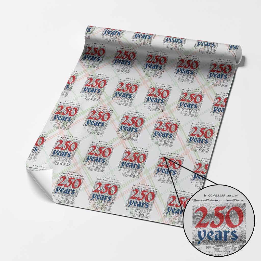 250 Years Declaration of Independence Wrapping Paper Roll Historic Patriotic 1776 to 2026 Semiquincentennial TS02 Christmas Plaid Print Your Wear