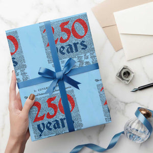 250 Years Declaration of Independence Wrapping Paper Roll Historic Patriotic 1776 to 2026 Semiquincentennial TS02 Light Blue Print Your Wear