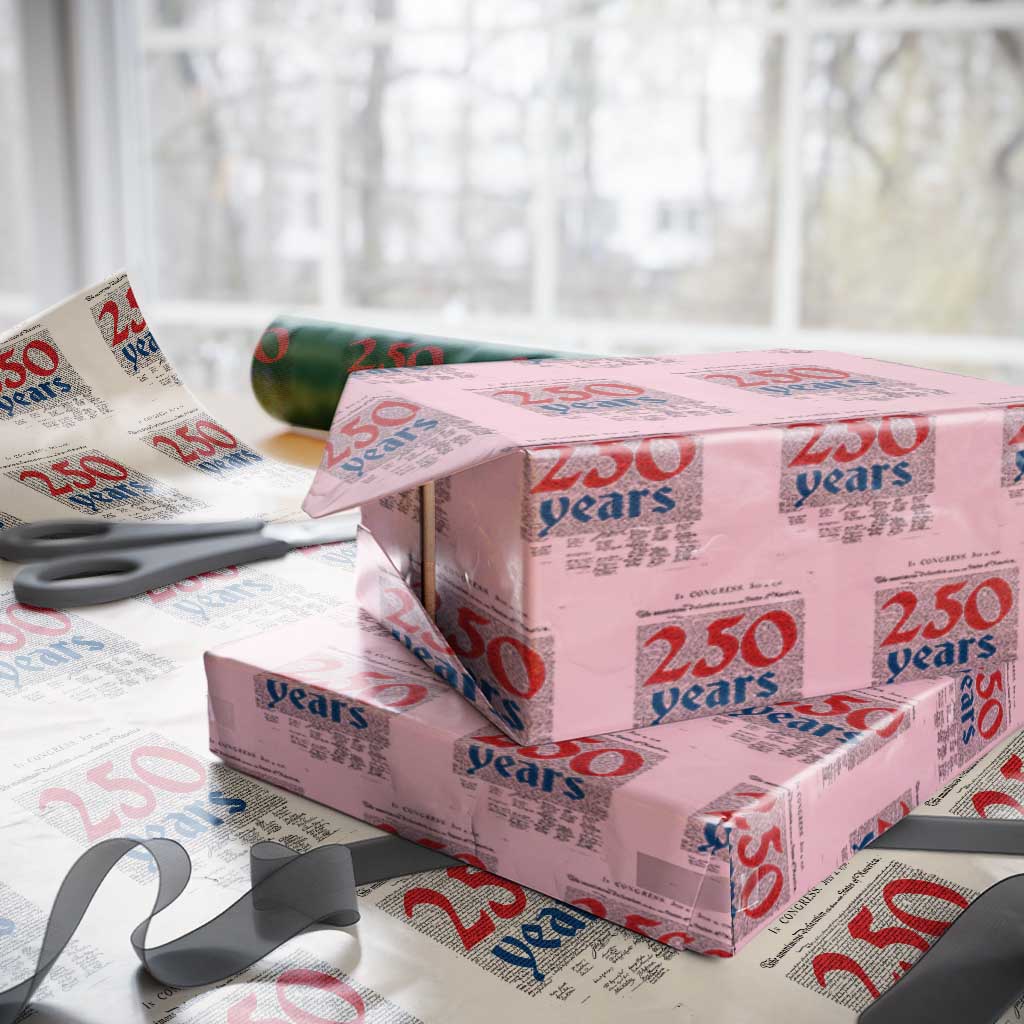 250 Years Declaration of Independence Wrapping Paper Roll Historic Patriotic 1776 to 2026 Semiquincentennial TS02 Light Pink Print Your Wear