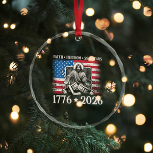 250 Years Faith and Freedom Christian Crystal Glass Ornament Jesus Hockey Player 4th of July American Flag TS14 Print Your Wear