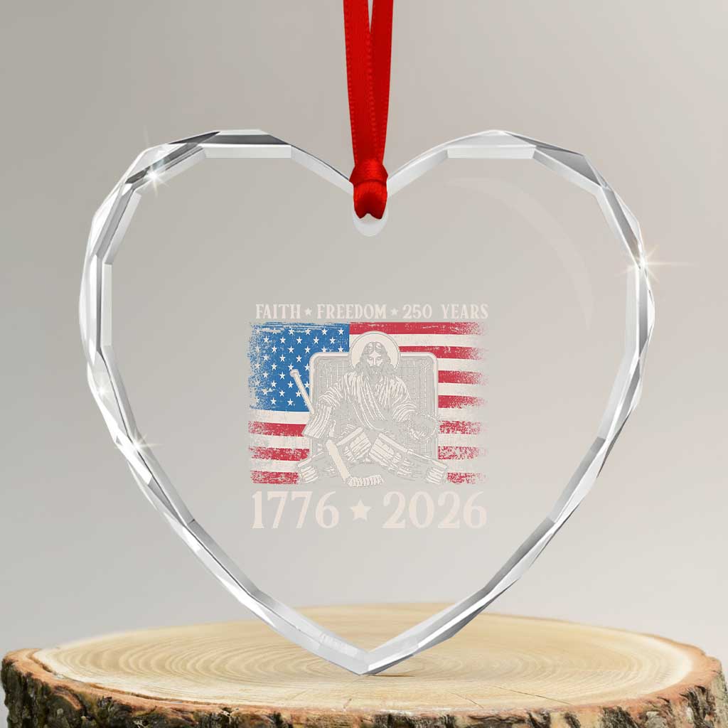 250 Years Faith and Freedom Christian Heart Crystal Glass Ornament Jesus Hockey Player 4th of July American Flag TS14 Transparent Glass 3'' Heart Print Your Wear