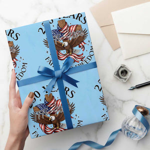 250 Years Faith And Freedom Wrapping Paper Roll Patriotic Christian Eagle TS12 Light Blue Print Your Wear