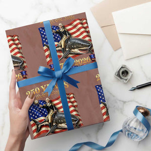 250 Years George Washington Riding Shark Wrapping Paper Roll Funny July 4th American Flag 1776 2026 TS11 Mocha Print Your Wear