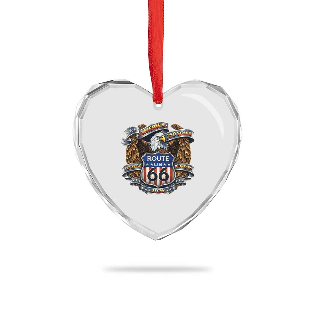 250 Years Of America 100 Years Of Route Highway 66 Heart Crystal Glass Ornament Bald Eagle Vintage American Flag TS11 Print Your Wear