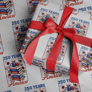 250 Years Of America American Teacher Graphic Wrapping Paper Roll Patriotic Educator Gift TS12 White Print Your Wear