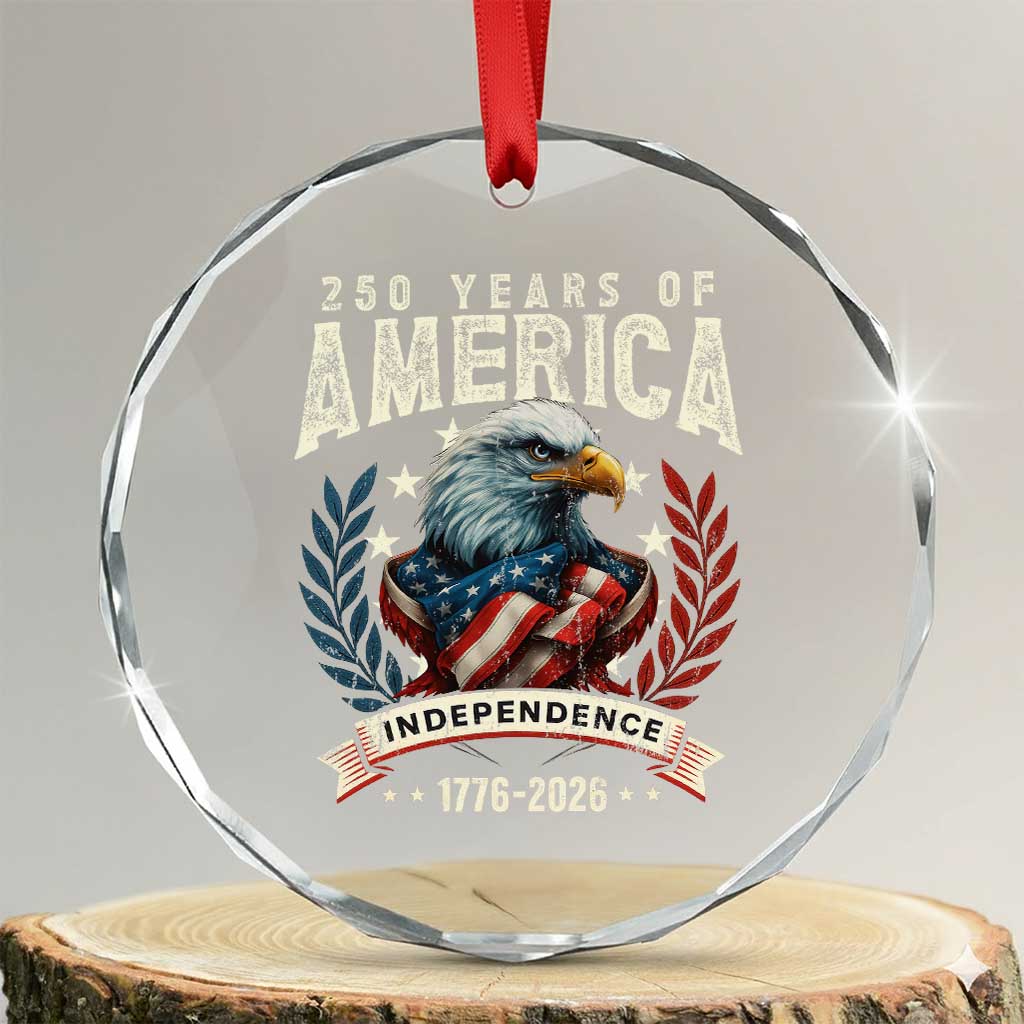 250 Years Of America Crystal Glass Ornament 250th American Anniversary Independence Bald Eagle TS11 Transparent Glass 3'' Circle Print Your Wear