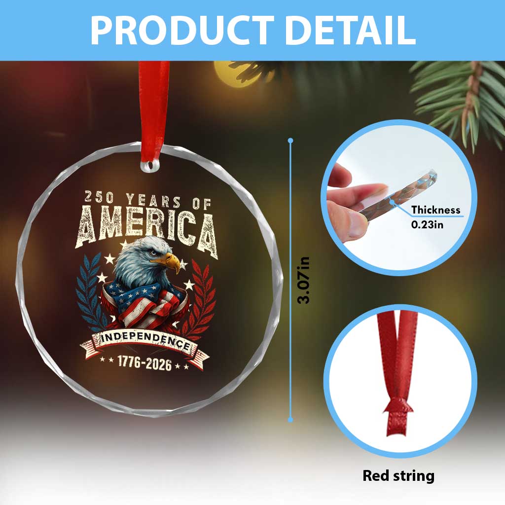 250 Years Of America Crystal Glass Ornament 250th American Anniversary Independence Bald Eagle TS11 Print Your Wear