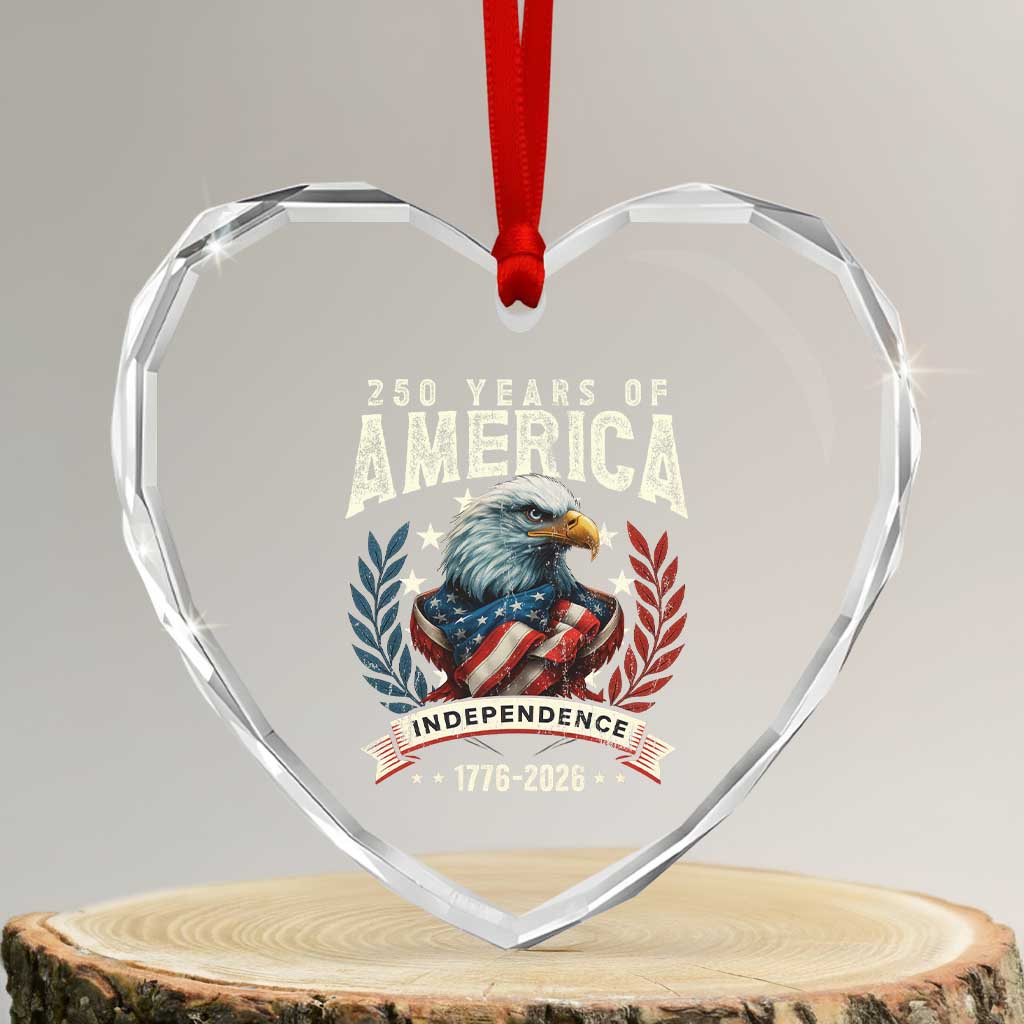 250 Years Of America Heart Crystal Glass Ornament 250th American Anniversary Independence Bald Eagle TS11 Transparent Glass 3'' Heart Print Your Wear