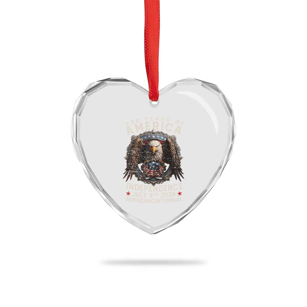 250 years Of America Independence Heart Crystal Glass Ornament 250th American Anniversary Bald Eagle TS11 Print Your Wear