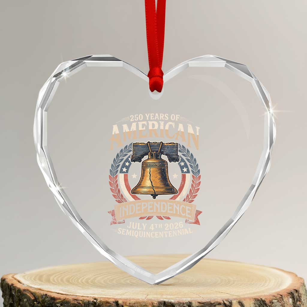 250 years Of America Independence Heart Crystal Glass Ornament 250th American Anniversary Liberty Bell TS11 Transparent Glass 3'' Heart Print Your Wear