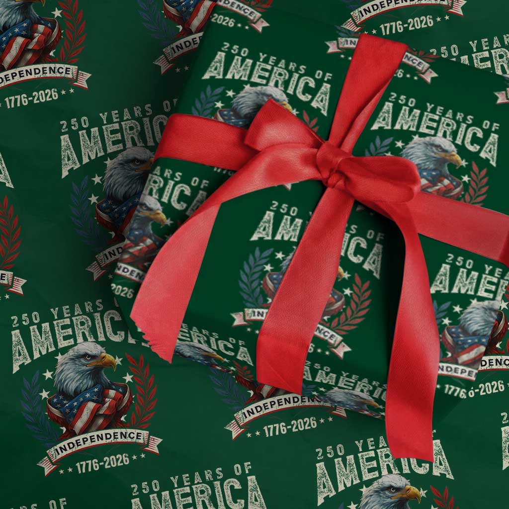 250 Years Of America Wrapping Paper Roll 250th American Anniversary Independence Bald Eagle TS11 Green Print Your Wear
