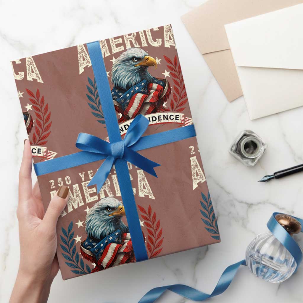 250 Years Of America Wrapping Paper Roll 250th American Anniversary Independence Bald Eagle TS11 Mocha Print Your Wear