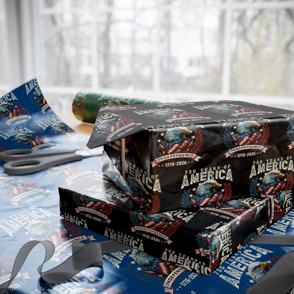 250 Years Of America Wrapping Paper Roll 250th American Anniversary Independence Bald Eagle TS11 Black Print Your Wear