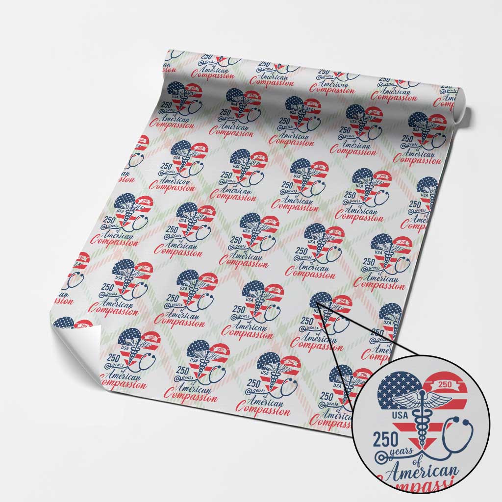 250 Years of American Compassion Wrapping Paper Roll Patriotic Medical Worker TS02 Christmas Plaid Print Your Wear