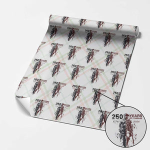 250 Years of Courage Commemorative Patriotic Soldier Wrapping Paper Roll American Revolution to Modern Military 1776 to 2026 Semiquincentennial
