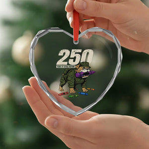 250 Years Of Eating Crayons Heart Crystal Glass Ornament Vintage Bulldog Patriotic Veteran Military Gift TS10 Print Your Wear