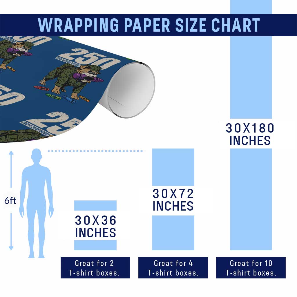 250 Years Of Eating Crayons Wrapping Paper Roll Vintage Bulldog Patriotic Veteran Military Gift TS10 Print Your Wear